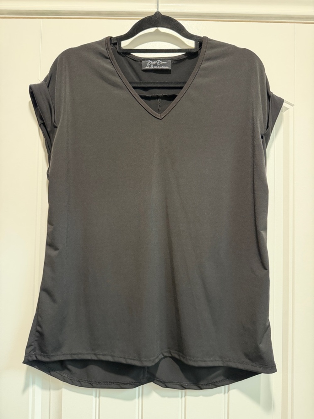 V-Neck Short Sleeve Top - Black